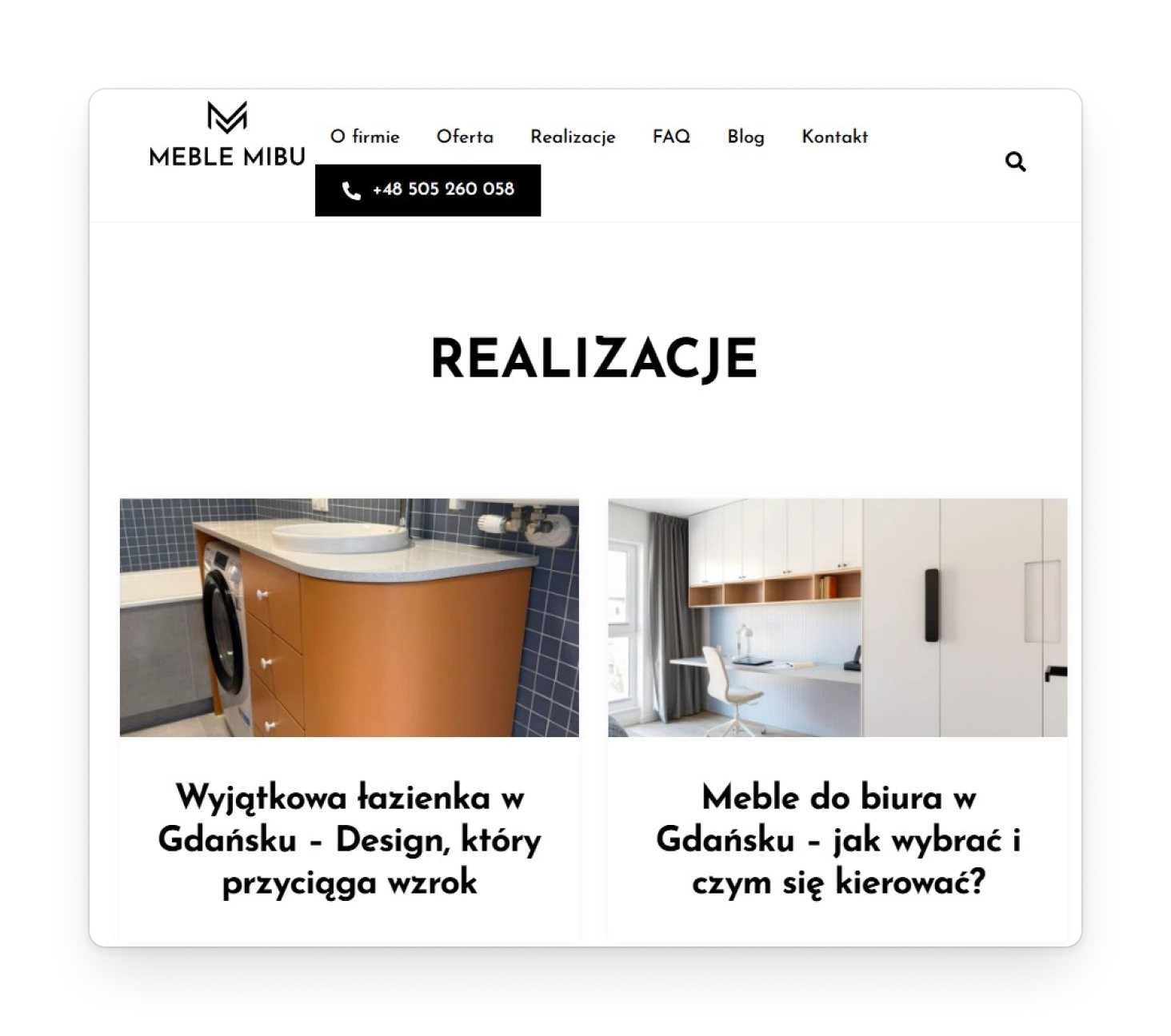 The old list of projects in two columns with long titles under each photo